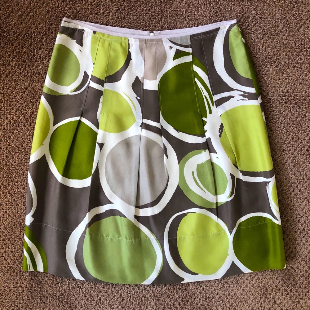 Banana Republic Silk Circles Skirt in Green/Brown